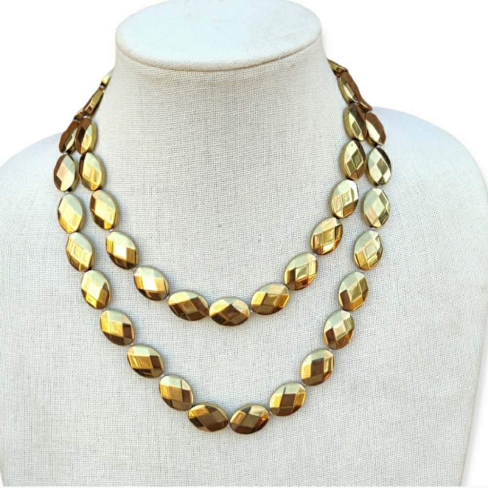 Love's Affect Heavy Gold Iron Pyrite Necklace and stretch bracelet